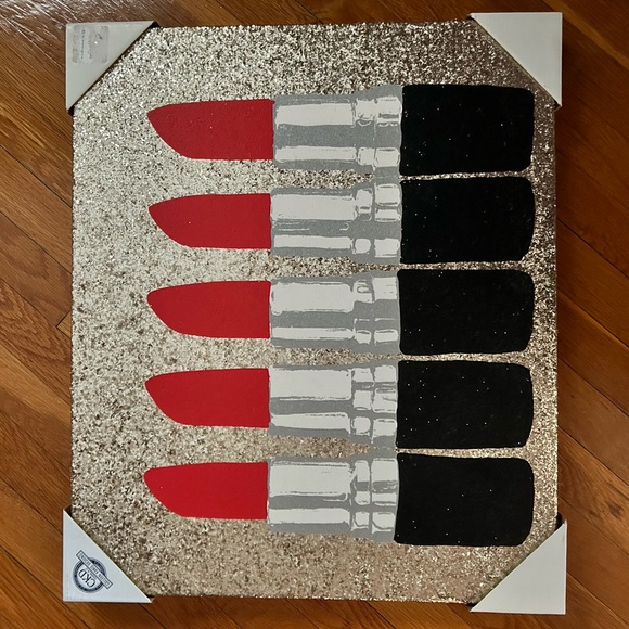 Colleen Karis Designs - Gold Glitter Red Lipstick artwork, canvas, BRAND NEW!!! - Picture 6 of 12